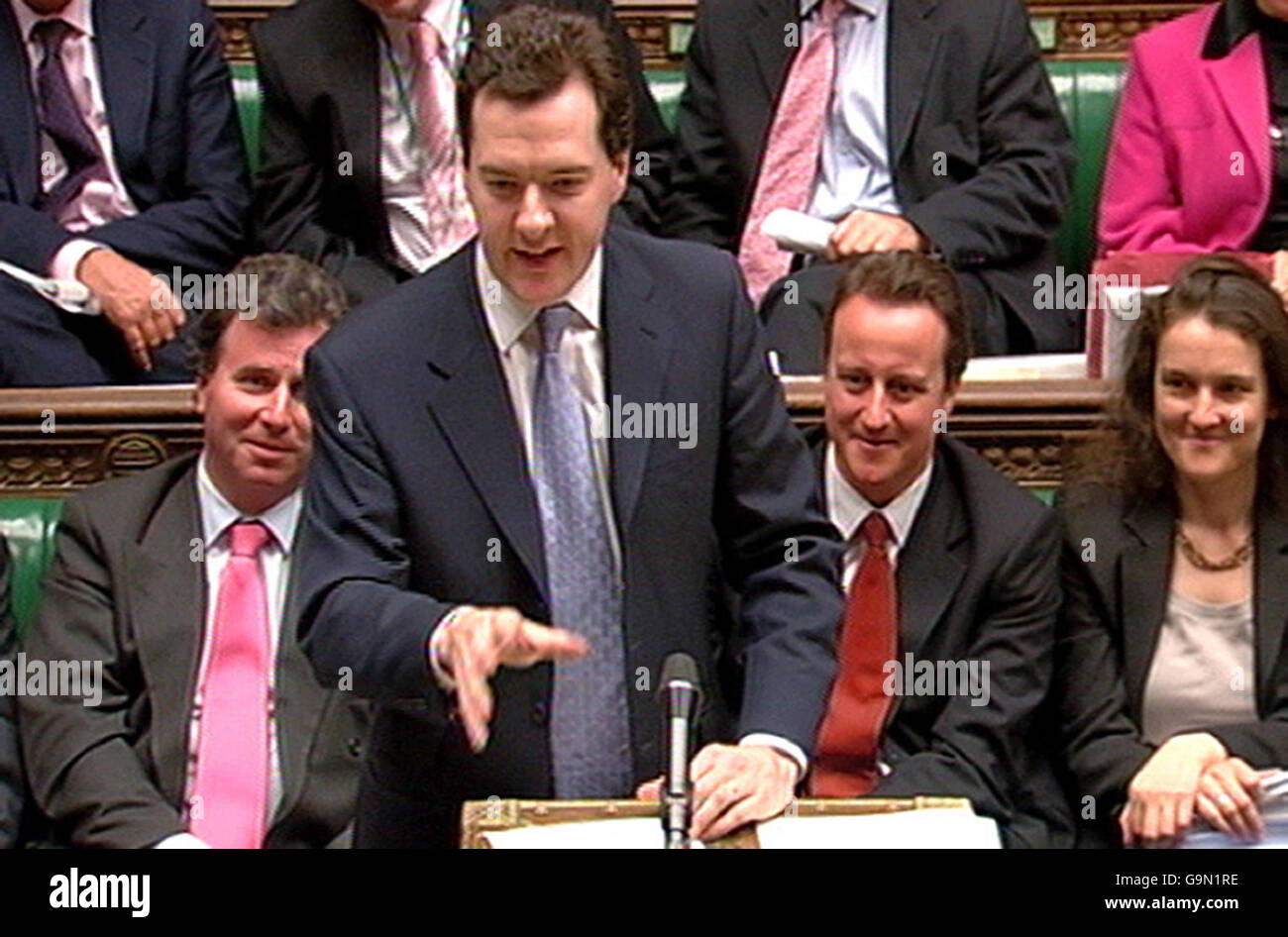 Shadow Chancellor George Osborn responds to the Chancellor's Pre-Budget Report in the House of Commons. Stock Photo