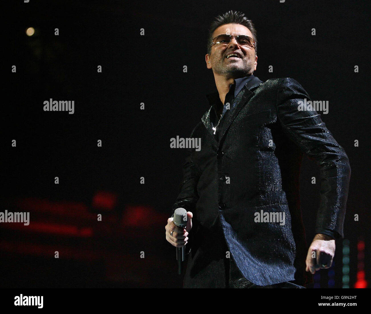 George Michael Live - Dublin. George Michael performs the first of three nights at the Point Depot in Dublin. Stock Photo