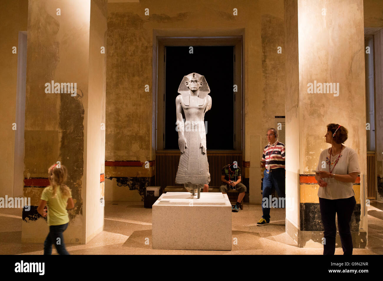 Sculpture of Pharaoh in a Neues Museum which is located in Museum Island. Stock Photo