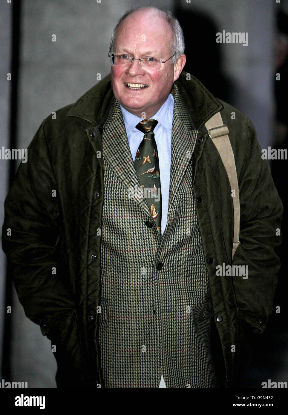 Colin Love leaves the Old Bailey, London, after giving evidence against his former wife Carol Hunter. Stock Photo