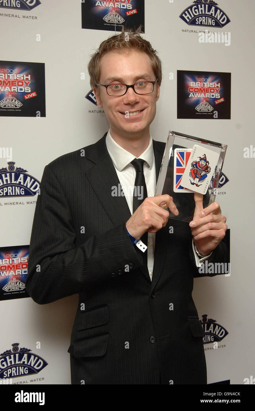 Stephen Merchant with his award for Best TV Comedy Actor at the British