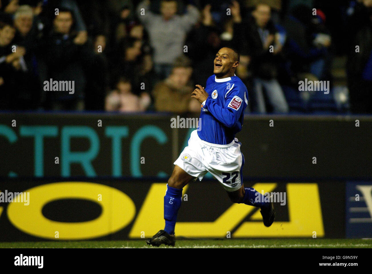 Leicester's Levi Porter celebrates scoring against Barnsley during the Coca-Cola Championship match at Walkers Stadium, Leicester. Stock Photo