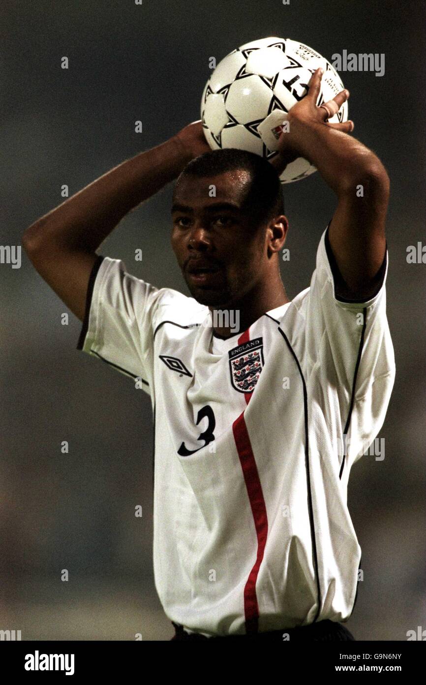 Soccer - World Cup 2002 Qualifier - Group Nine - Greece v England. Ashley Cole, England Stock Photo