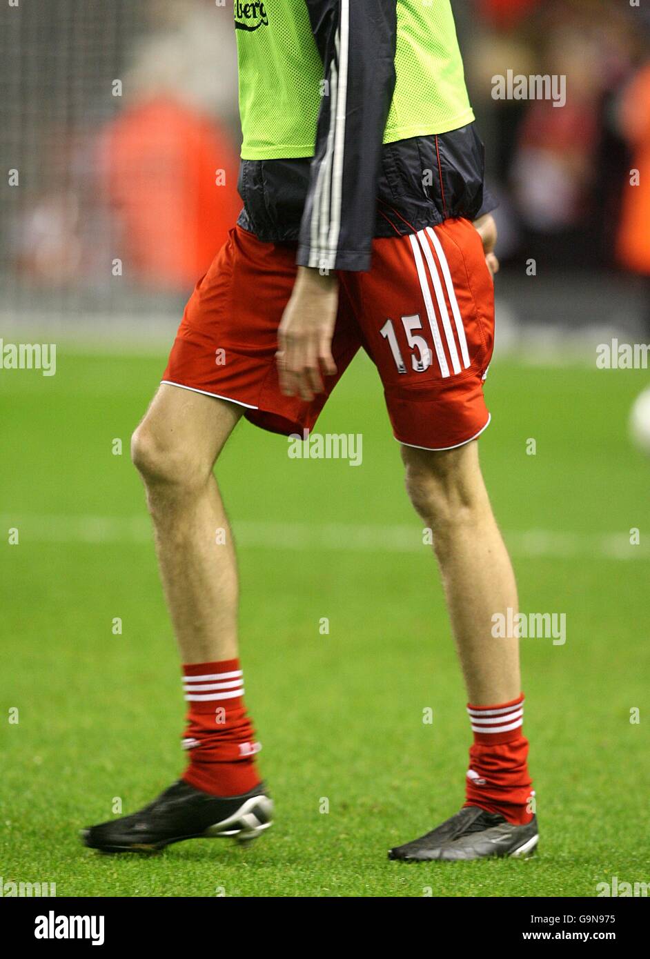 Peter Crouch legs in the warm up during the Premier League match between  Brighton & Hove Albion and Burnley at the American Express Community  Stadium . 09 February 2019 Editorial use only.