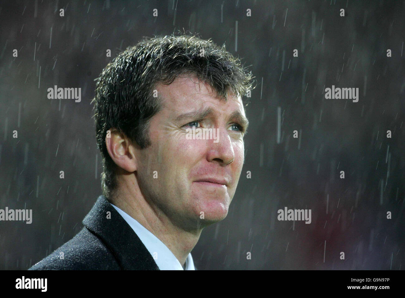 Stockport County manager Jim Gannon shows his dejection during the FA