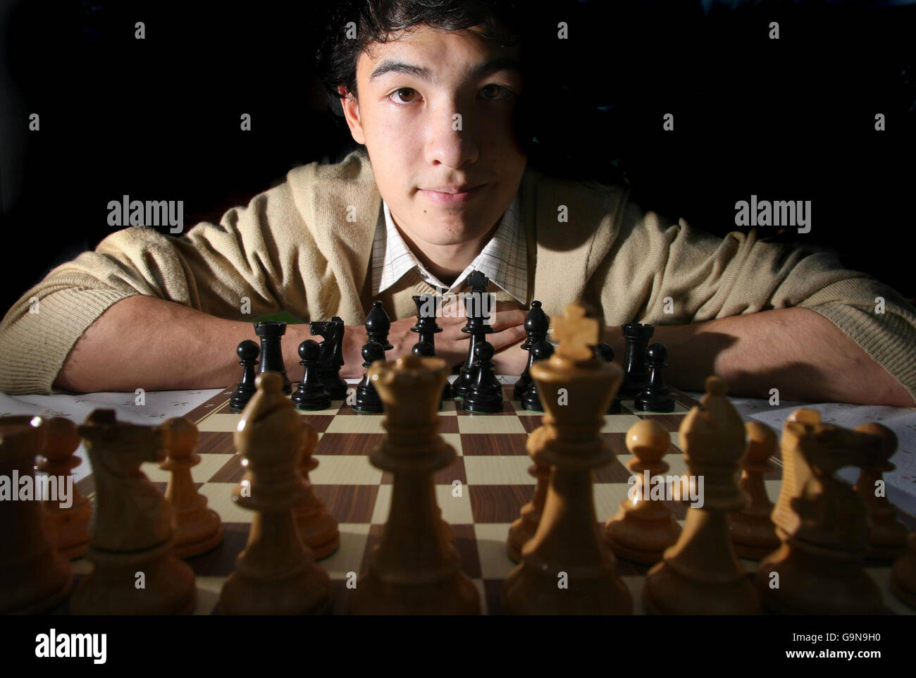 David Howell, 16, at home in Seaford, East Sussex, after becoming Britain's youngest ever chess grandmaster. Stock Photo