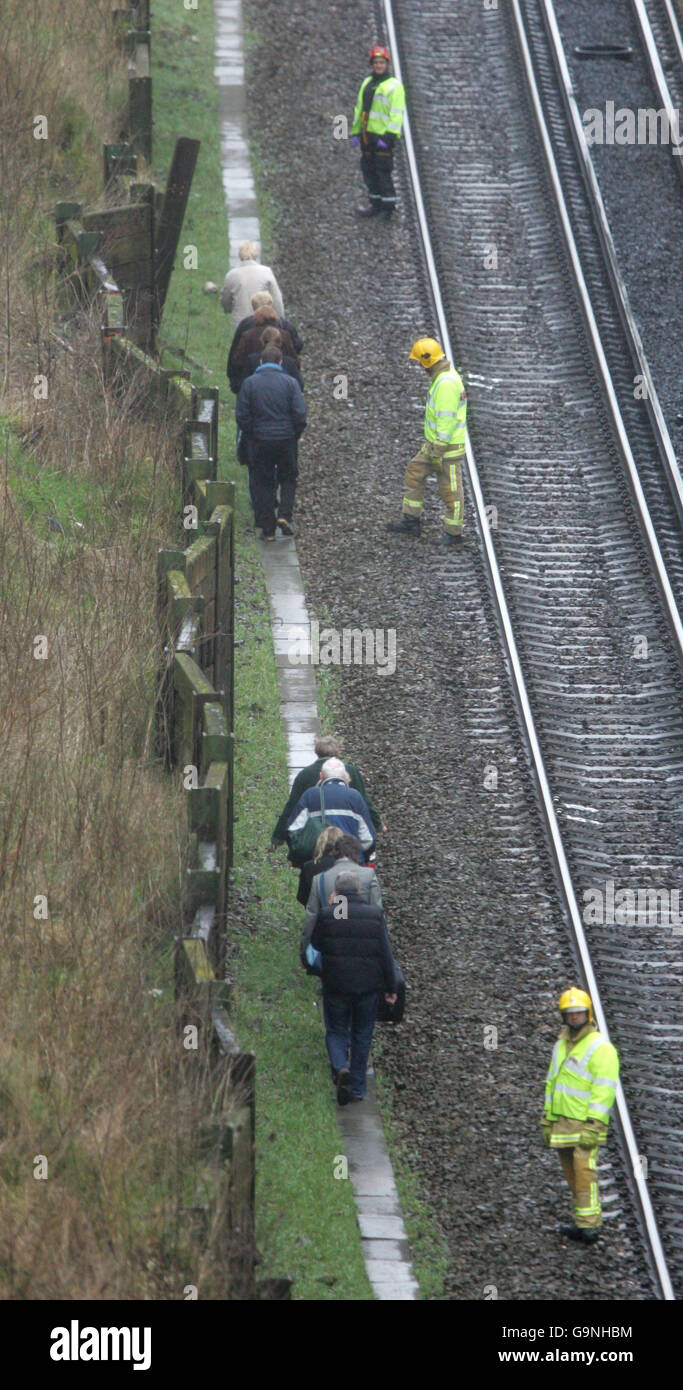 Train derails following landslide Stock Photo Alamy