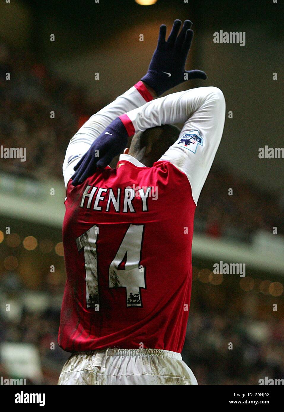 Arsenal's Thierry Henry celebrates scoring his sides second goal of the game Stock Photo