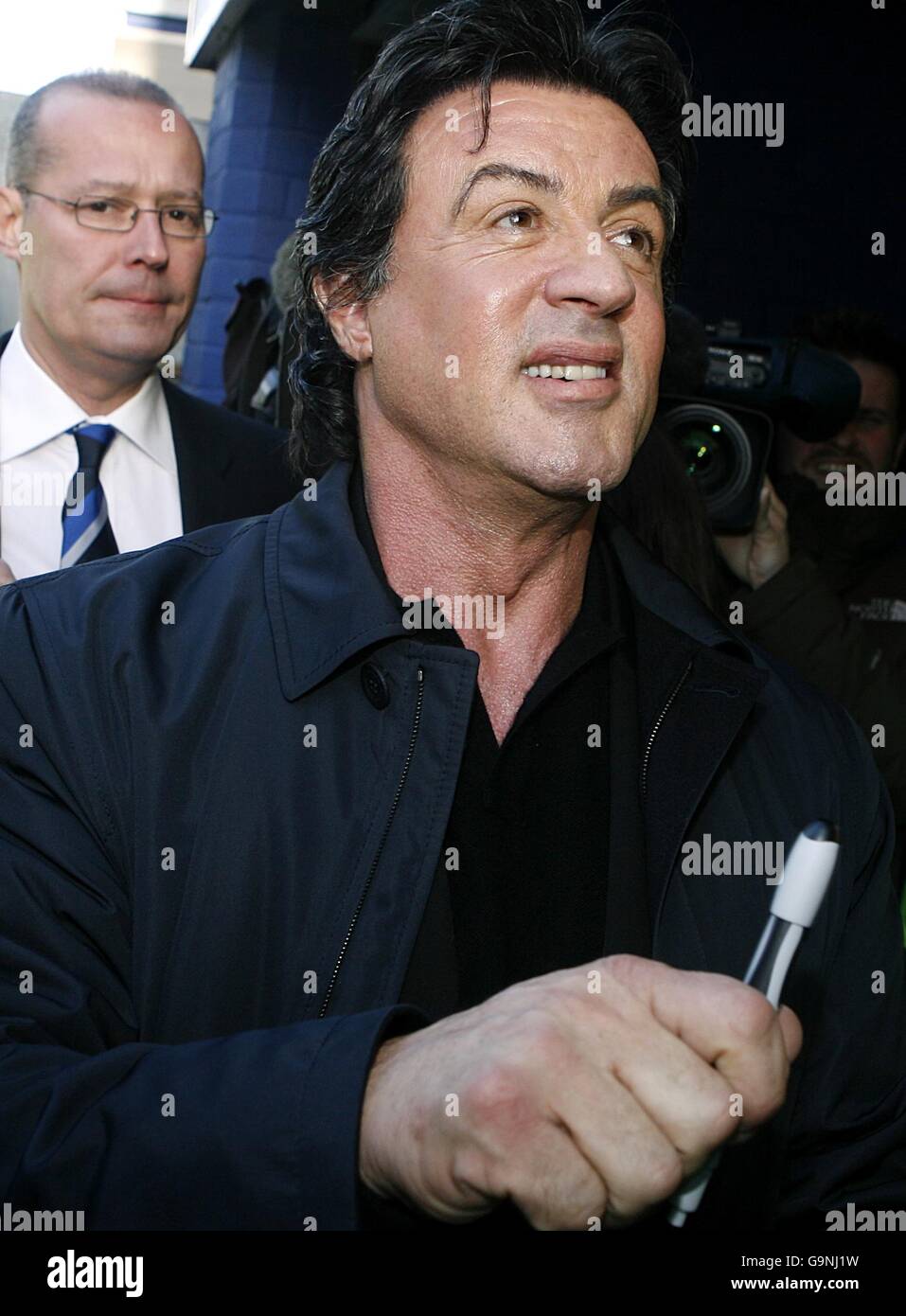 Soccer - FA Barclays Premiership - Everton v Reading - Goodison Park. Rocky star Sylvester Stallone arrives at Goodison Park for the match Stock Photo