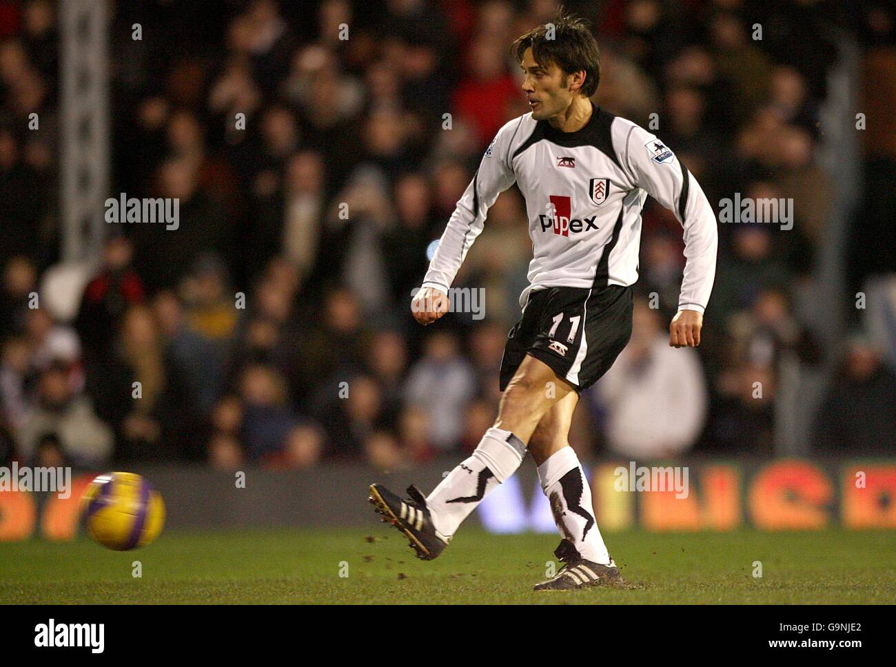 Soccer - FA Barclays Premiership - Fulham v Tottenham Hotspur - Craven Cottage. Fulham's Vincenzo Montella scores the opening goal of the game Stock Photo