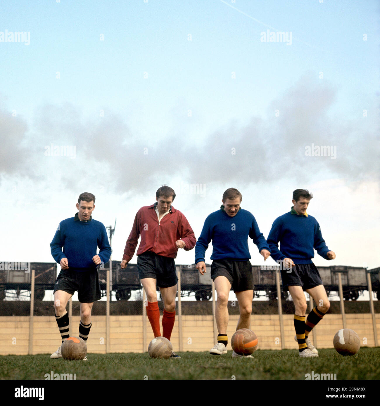 Soccer - Hull City training session. Hull City forwards Henderson, Chilton, wagstaffe and Butler (left to right) training at Boothferry Park. Stock Photo