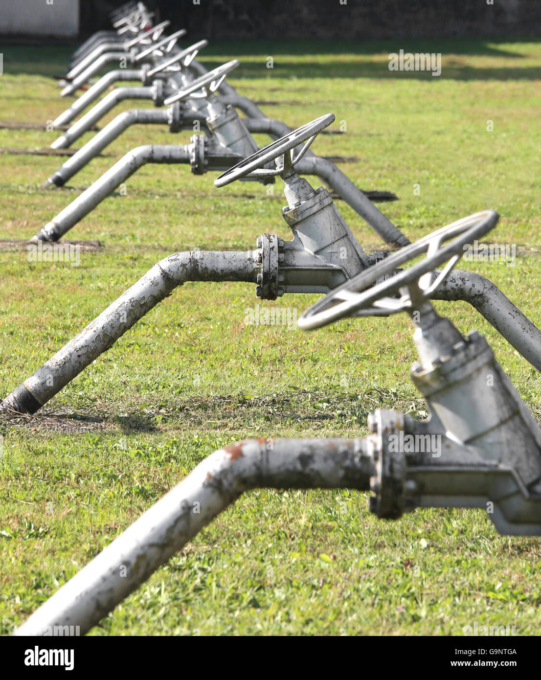 iron gate valves to close or open the natural gas flow from the storage