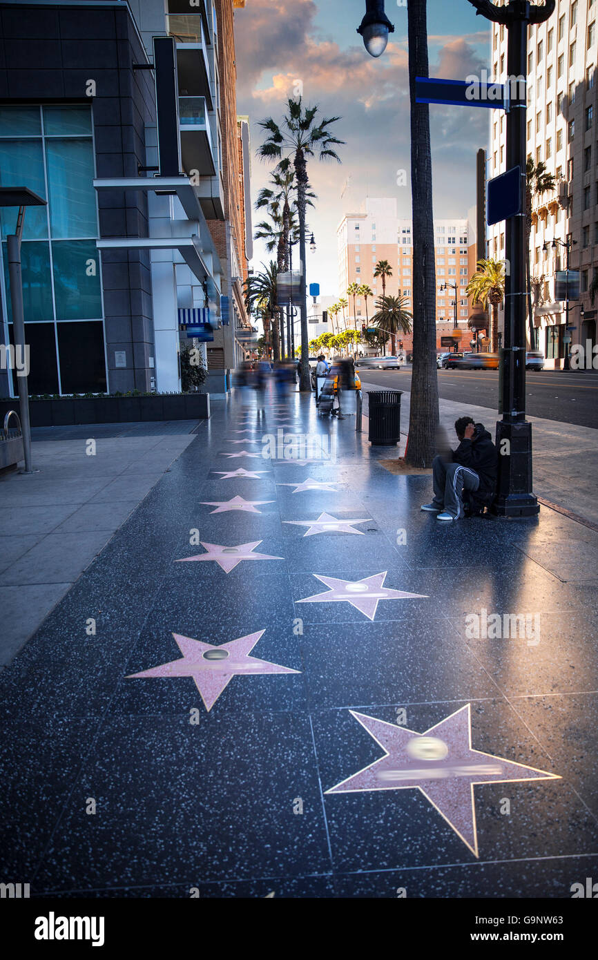 Walk of Fame at sunset on Hollywood Boulevard Stock Photo - Alamy