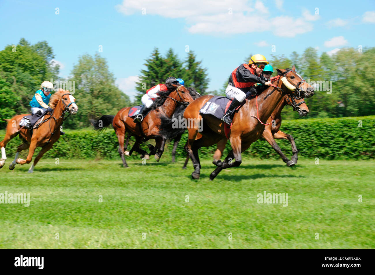 Turf / pony racing, gallop, jockeys, jockey Stock Photo - Alamy