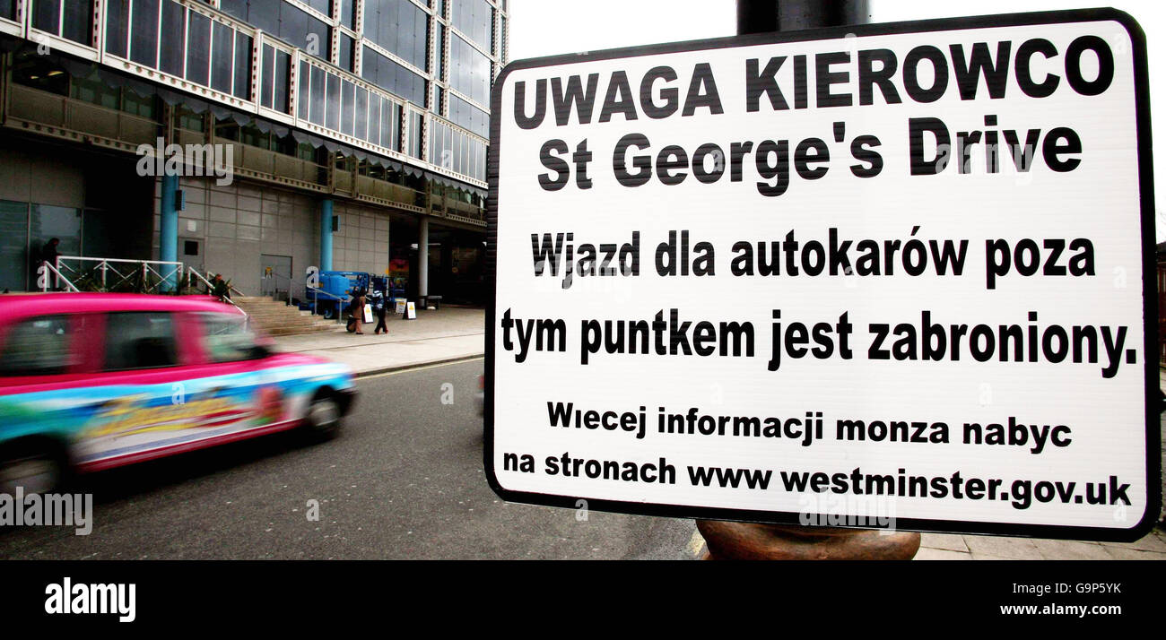 Polish road signs in London Stock Photo