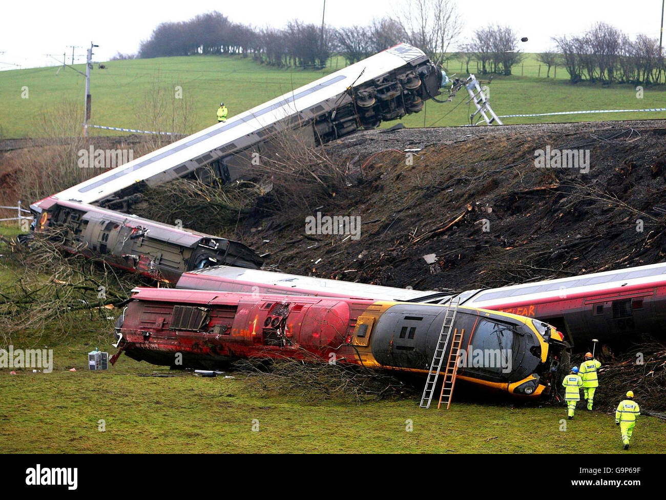 The Wreckage Of The Virgin Pendolino Train Crash Near Grayrigg Hi res 