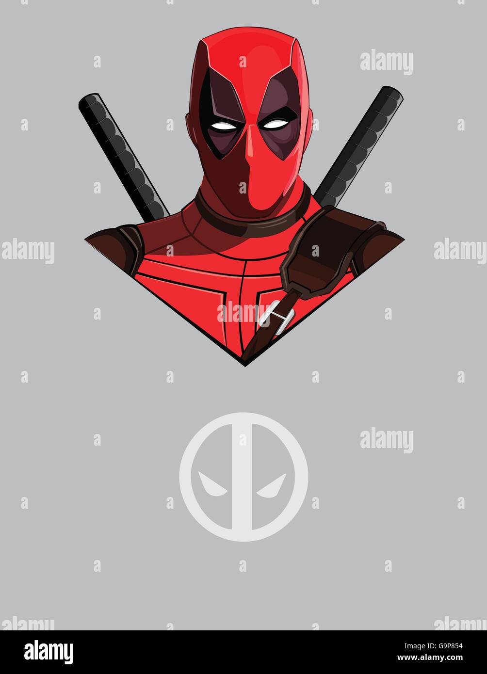 Dead pool, man, super character, comic character, marvel, marvel comics, adventure, movie, carton character, tattoo, avatar, Stock Vector