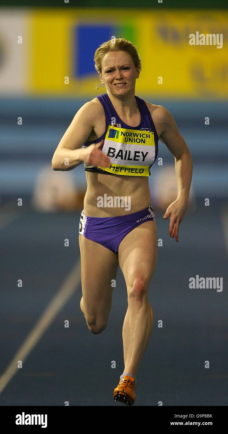 Emma bailey competes in the womens 60m heats hires stock photography