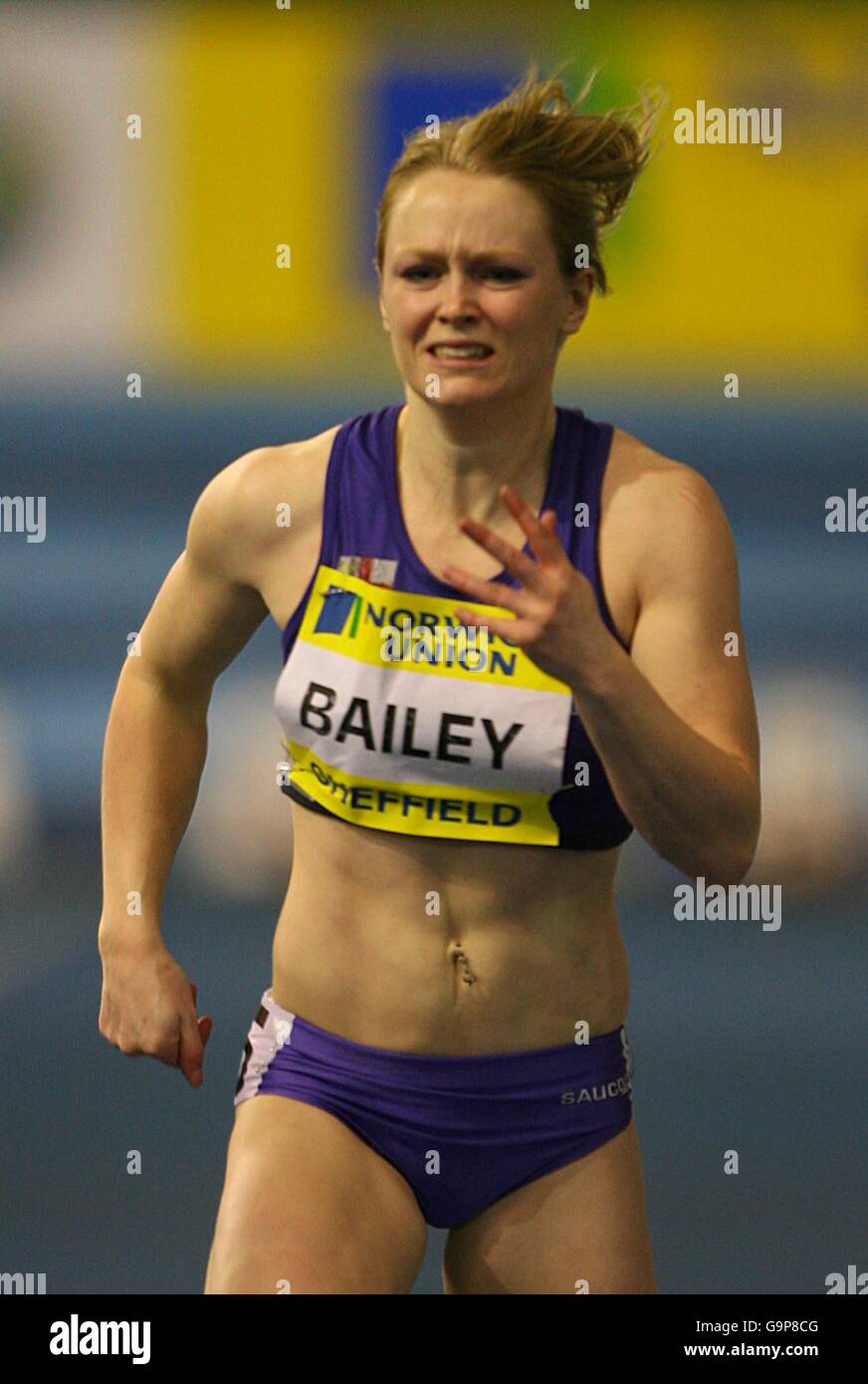 Emma bailey competes in the womens 60m heats hires stock photography