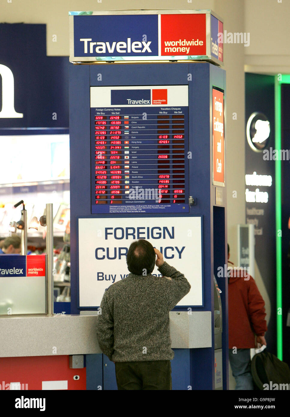 Personal Finance pics. The branch of Travelex, the Foreign Currency trader, at Heathrow's Terminal 1 Stock Photo
