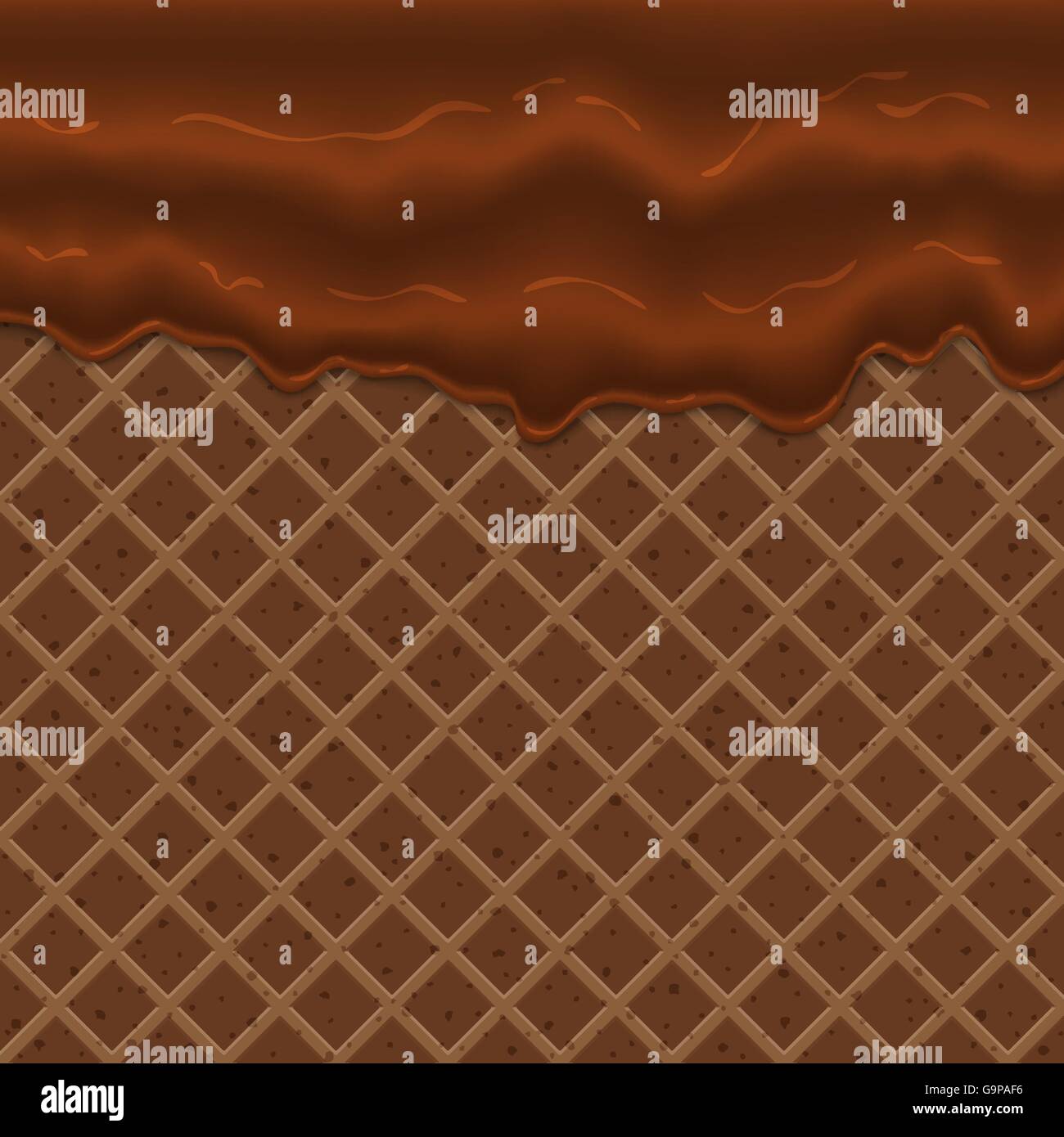 Flowing glaze on wafer texture sweet food Stock Vector