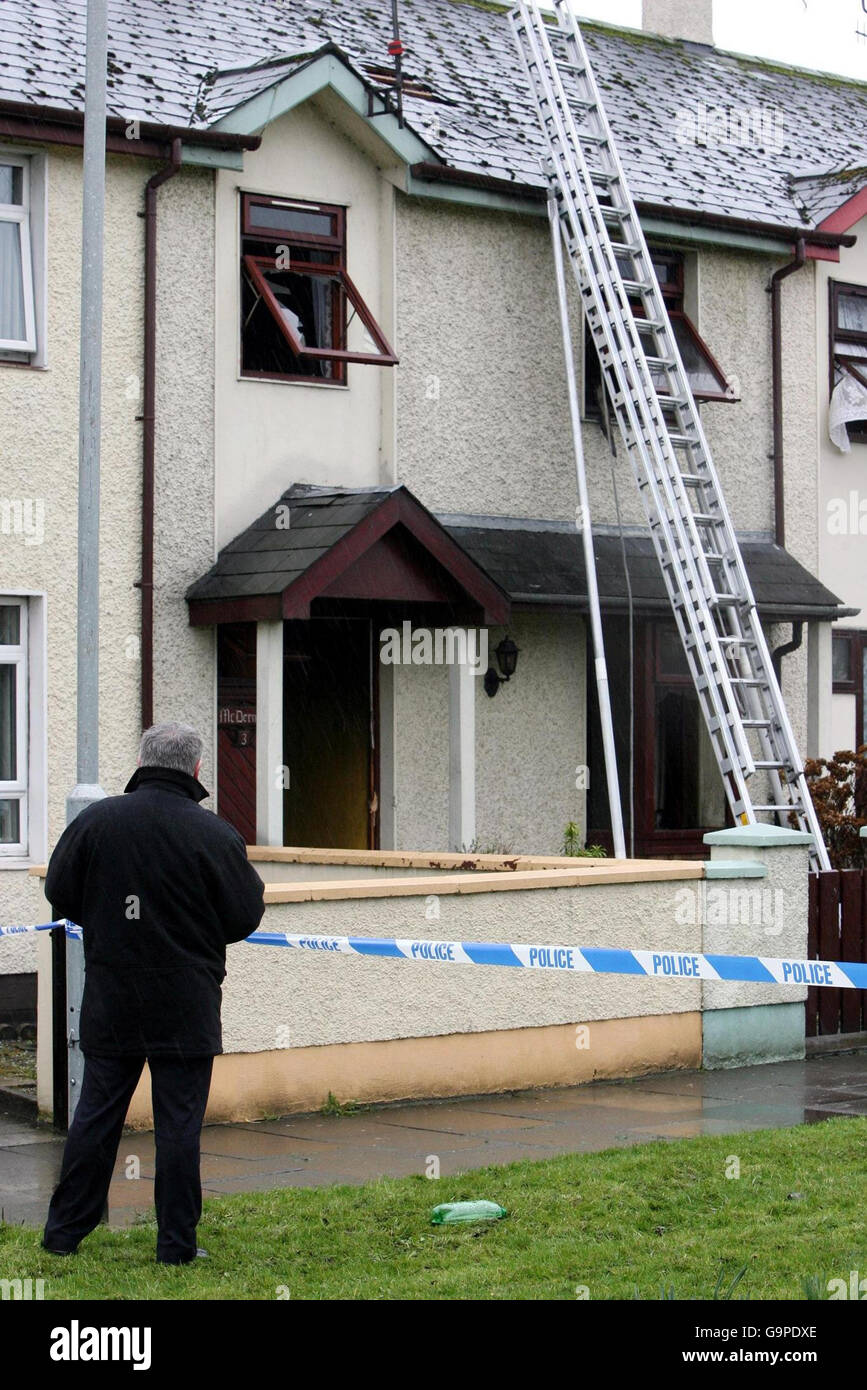 The house in Strabane, Co Tyrone, where a man died in a house fire