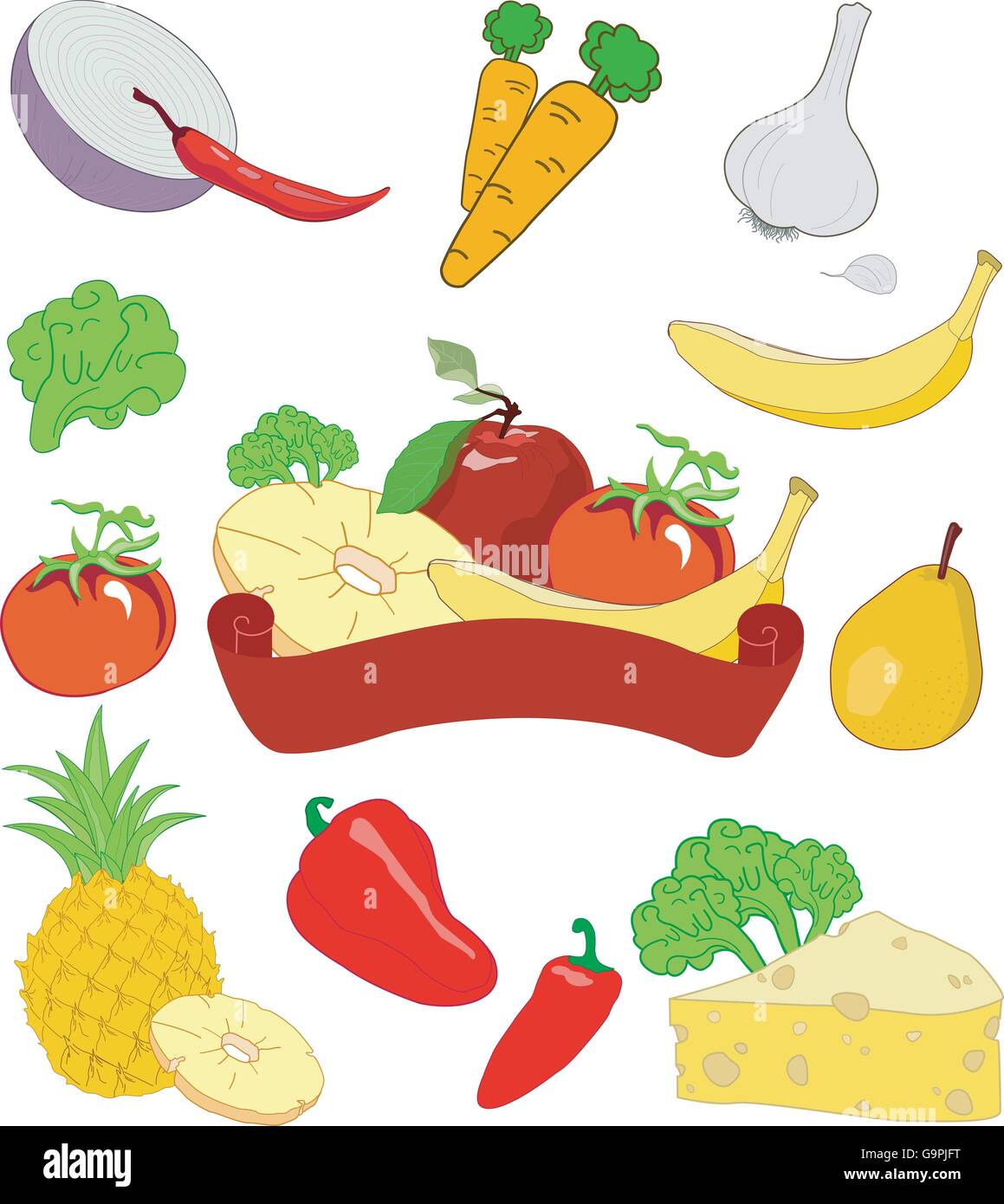 Fruit and vegetables Stock Vector Image & Art - Alamy