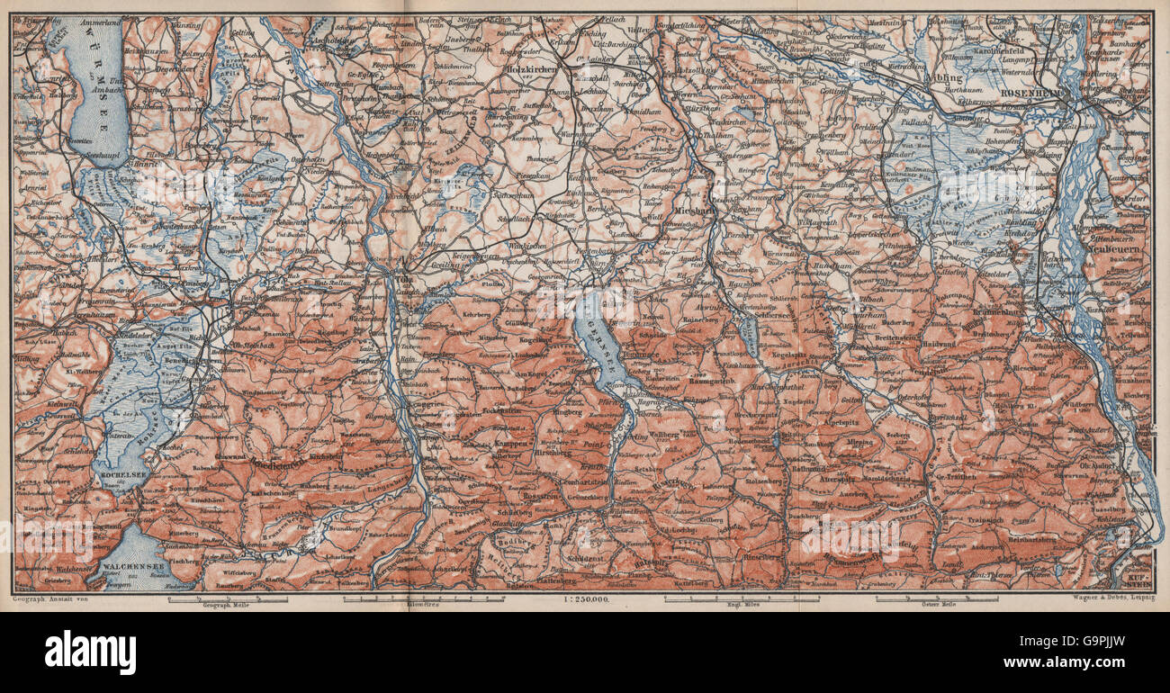 BAYERISCHE ALPEN. Bavarian Alps. Lenggries Spitzingsee Bayrischzell, 1895  map Stock Photo - Alamy