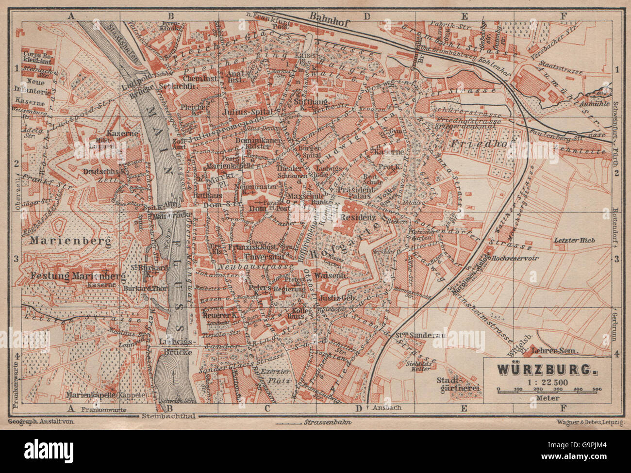 WÜRZBURG town city stadtplan & umgebung/environs. Wurzburg. Bavaria ...