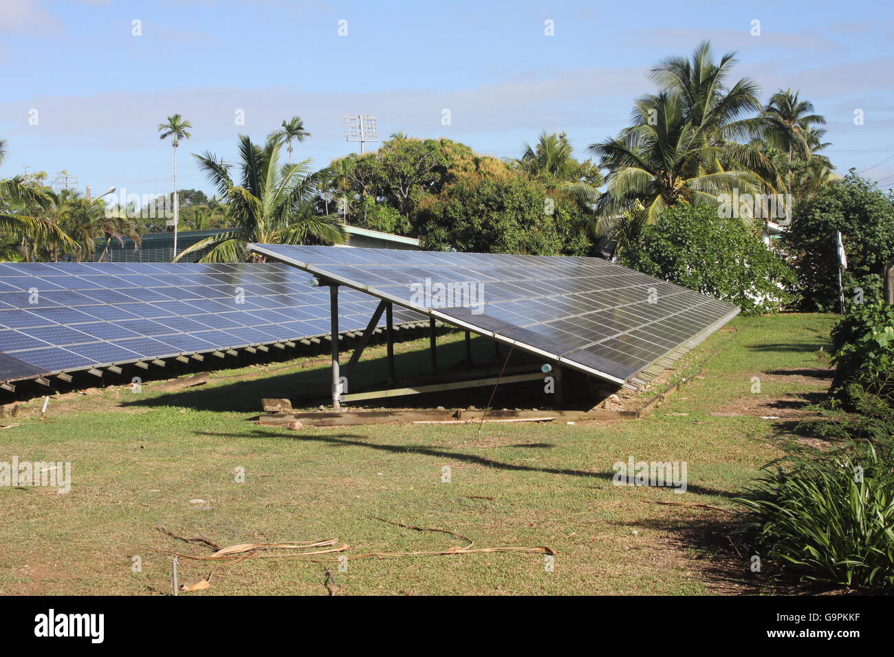 Solar panels in Suva, Fiji Stock Photo