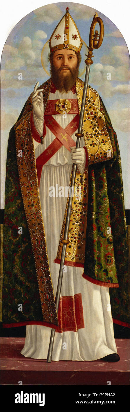 Vittore Carpaccio - A Bishop Saint Blessing Stock Photo