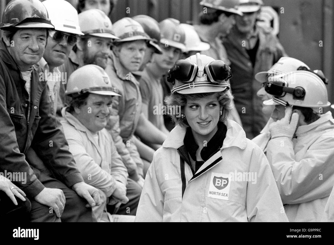 The Princess of Wales on board the Forties Charlie platform Stock Photo