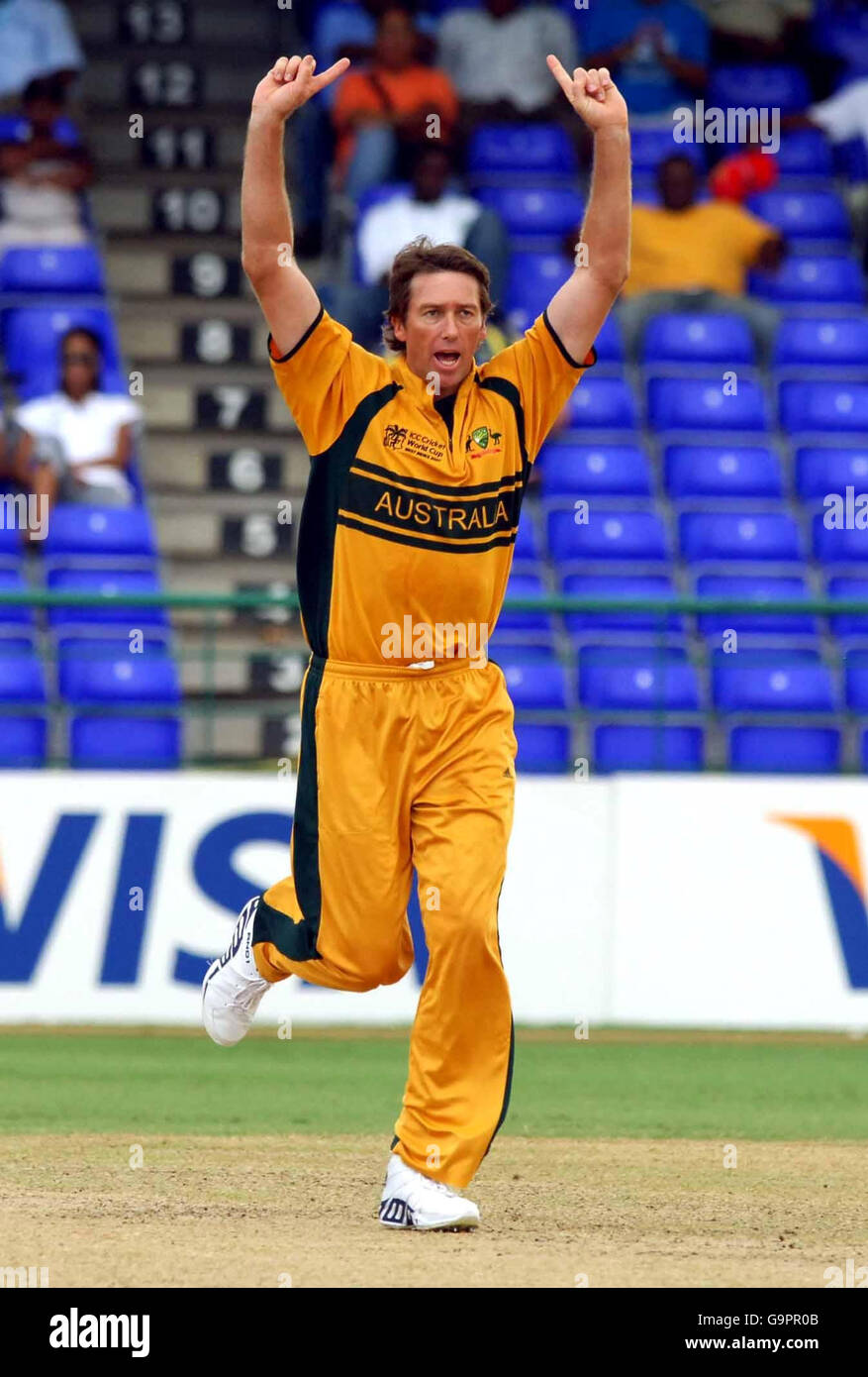 Australia's Glenn McGrath celebrates after bowling Scotland's Gavin Hamilton during the ICC Cricket World Cup 2007, Group A match at Warner Park, Basseterre, St Kitts Stock Photo - Alamy Australia's Glenn McGrath celebrates after bowling Scotland's Gavin Hamilton during the ICC Cricket World Cup 2007, Group A match at Warner Park, Basseterre, St Kitts Stock Photo - Alamy