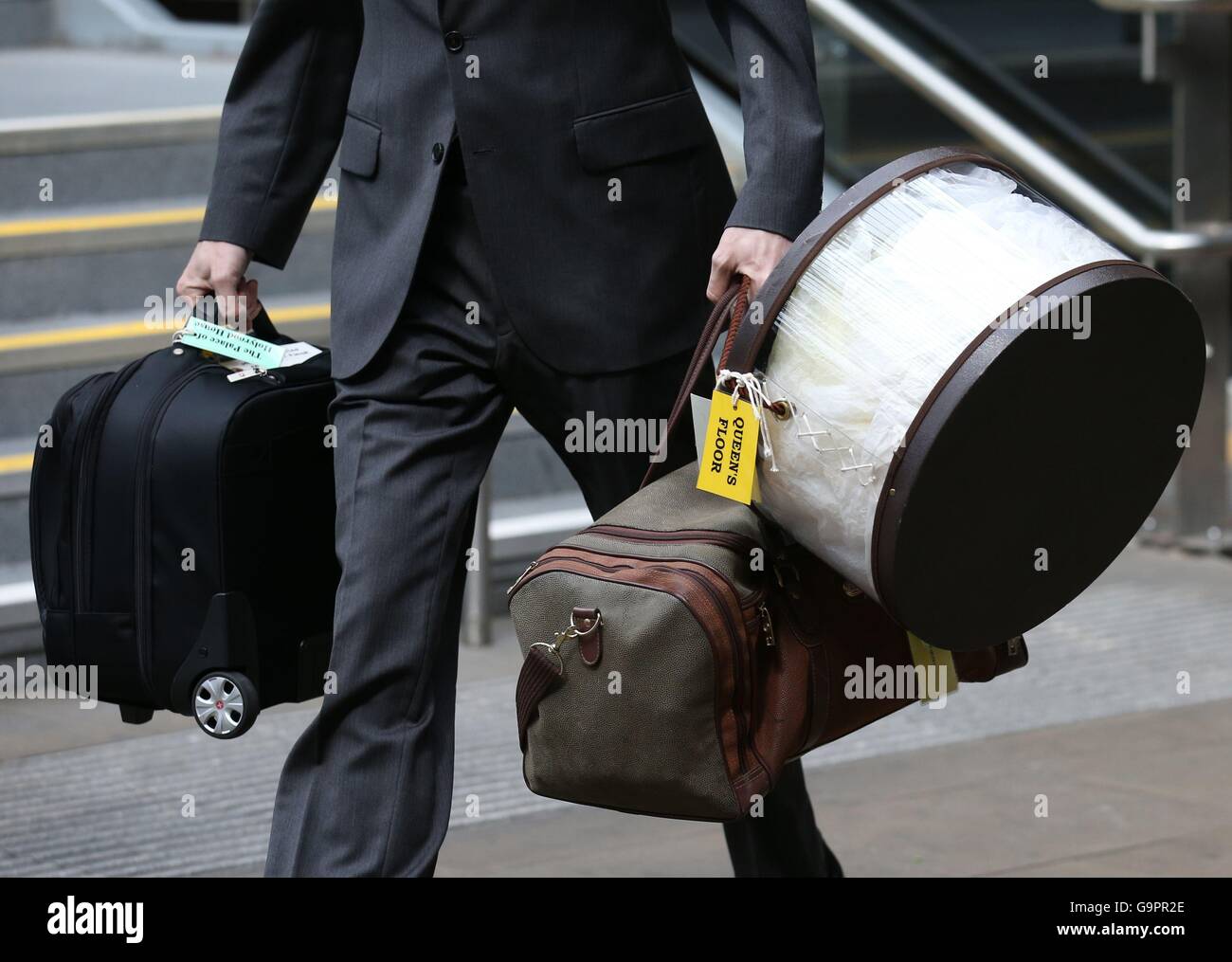 Luggage is removed from the royal train at Edinburgh Waverley railway
