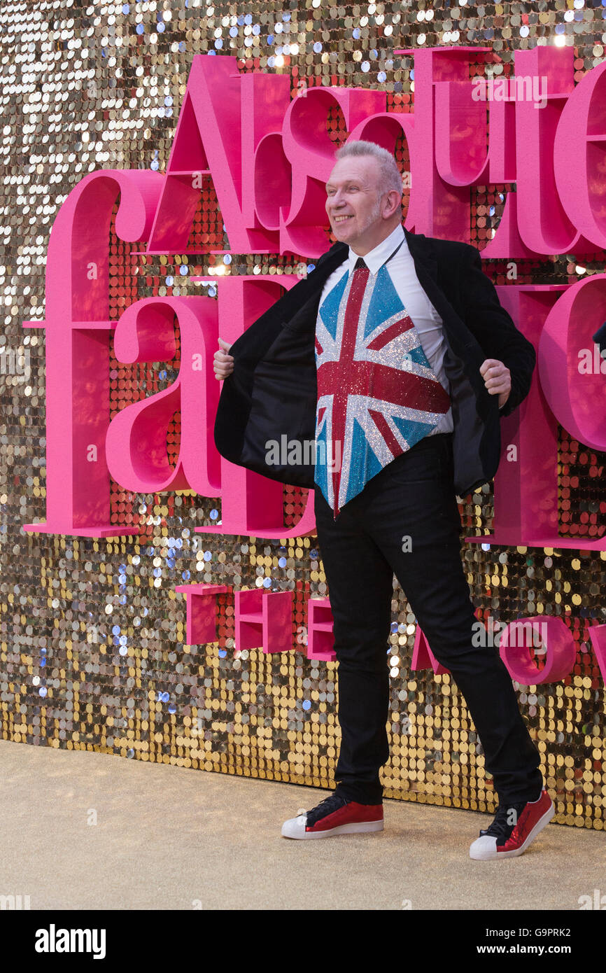 French fashion designer Jean-Paul Gaultier. World premiere of Absolutely  Fabulous - the Movie in London's Leicester Square Stock Photo - Alamy