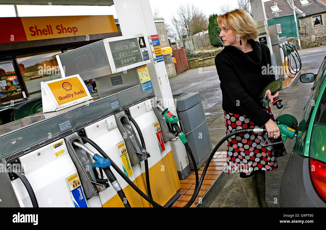 General views of a Shell petrol station on Gloucester Road near Bath in