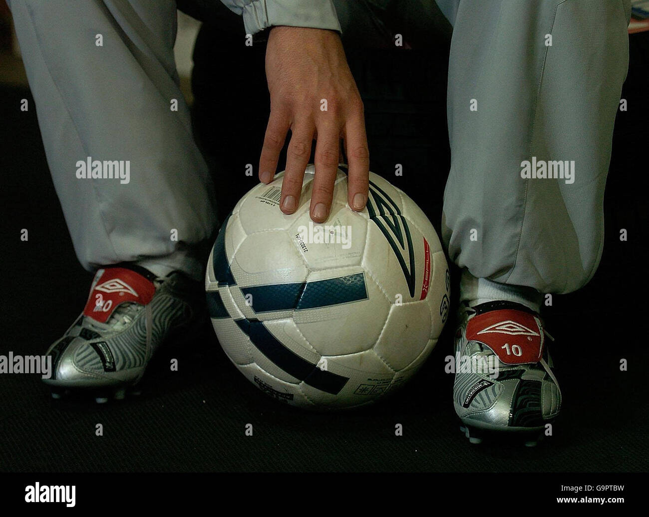 Michael Owen wearing Umbro boots during the launch of the new Umbro  Evolution X football boot at the Village Underground, Shoreditch, London  Stock Photo - Alamy