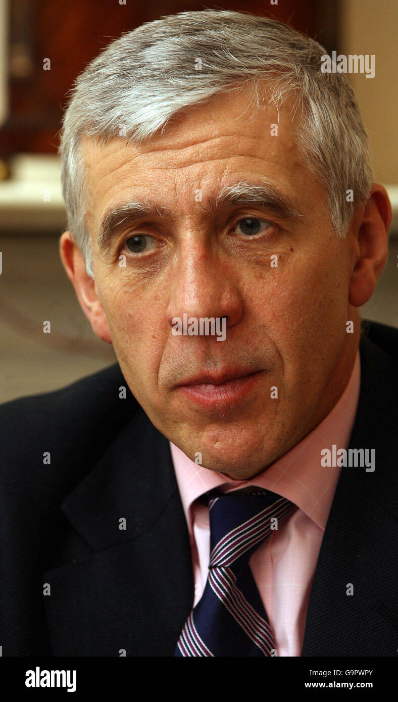 Leader of the Commons Jack Straw talks to the media about plans for the