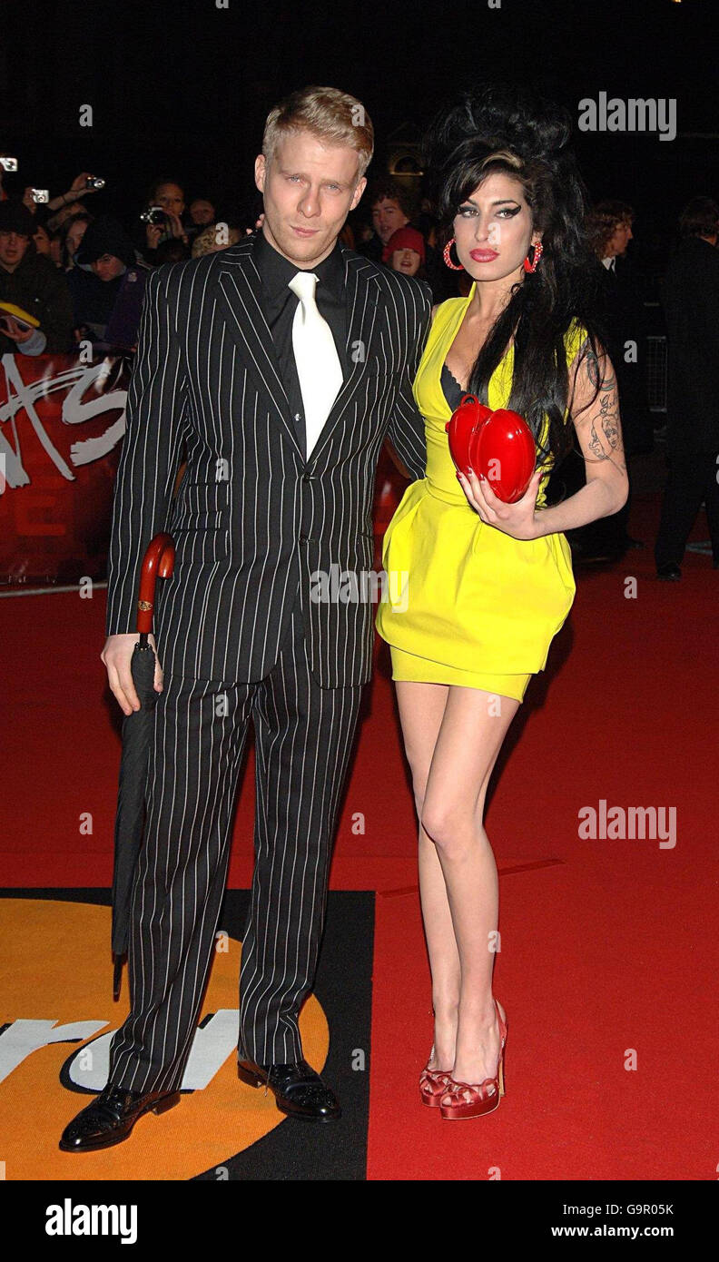 Amy Winehouse and boyfriend Alex arrive for the Brit Awards 2007 at