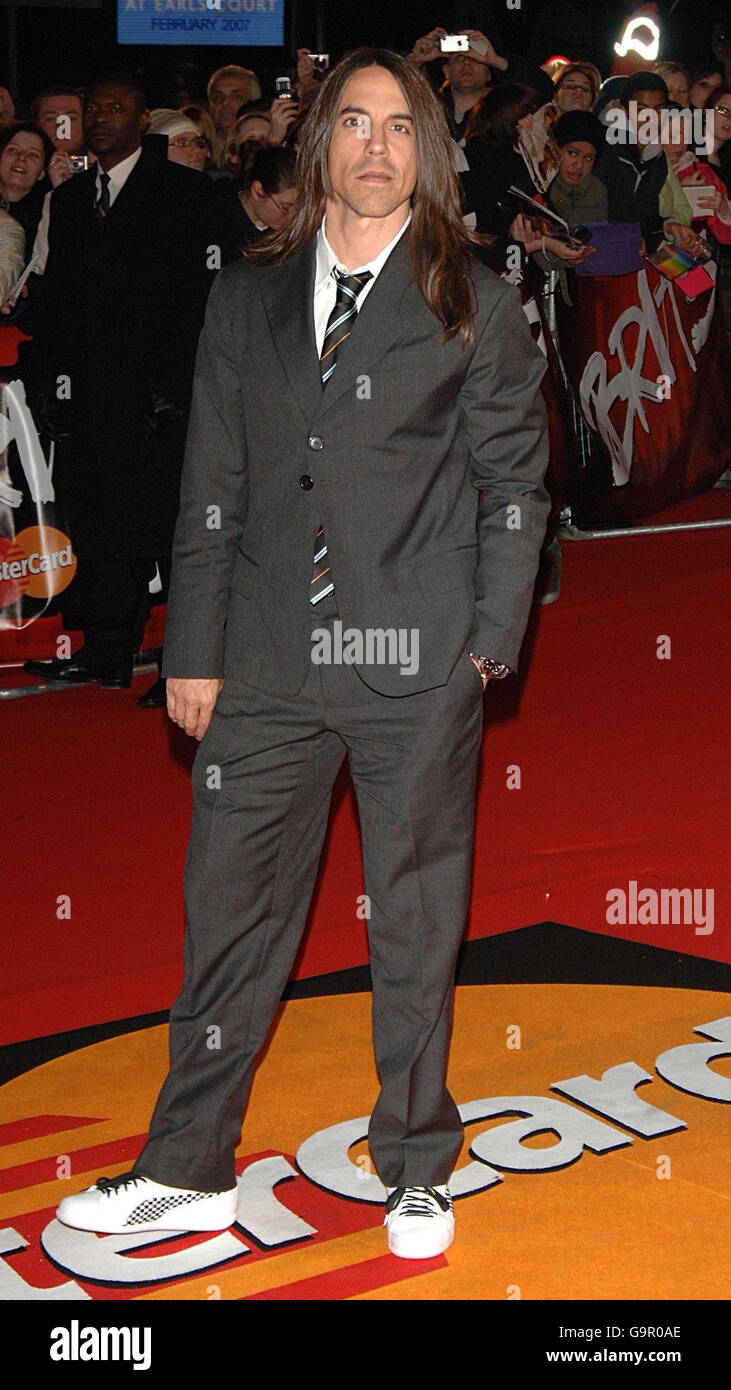 Red Hot Chili Peppers frontman Anthony Kiedis arrives for the Brit(02)