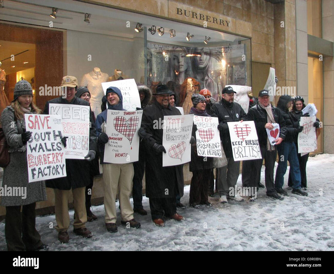 Protesters outside the Burberry store on 57th Street in New York City Stock  Photo - Alamy