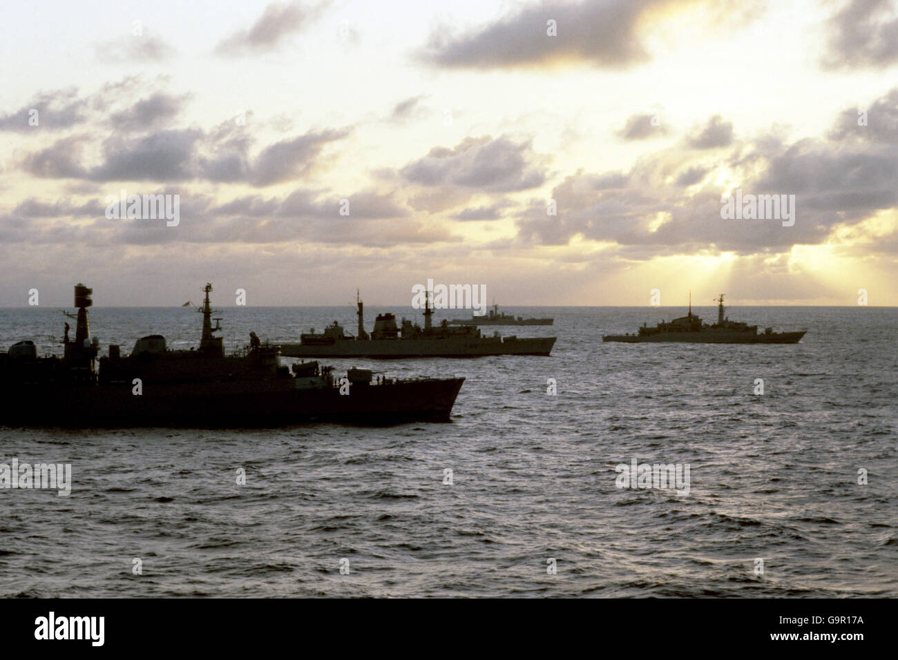 The Falklands War - Royal Navy - Atlantic Ocean - 1982 Stock Photo