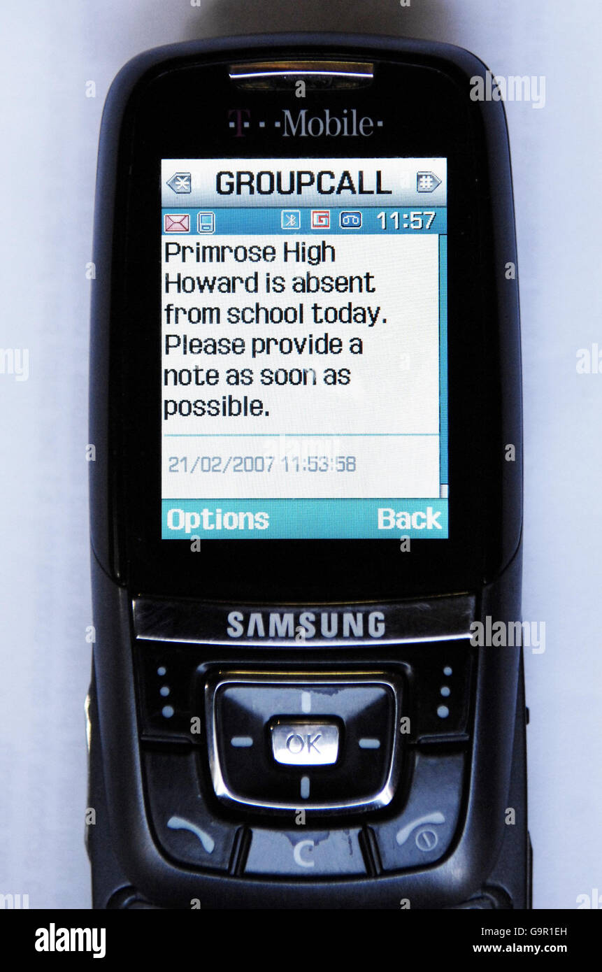 An example of a new truancy text message warning system launched by Sir ...