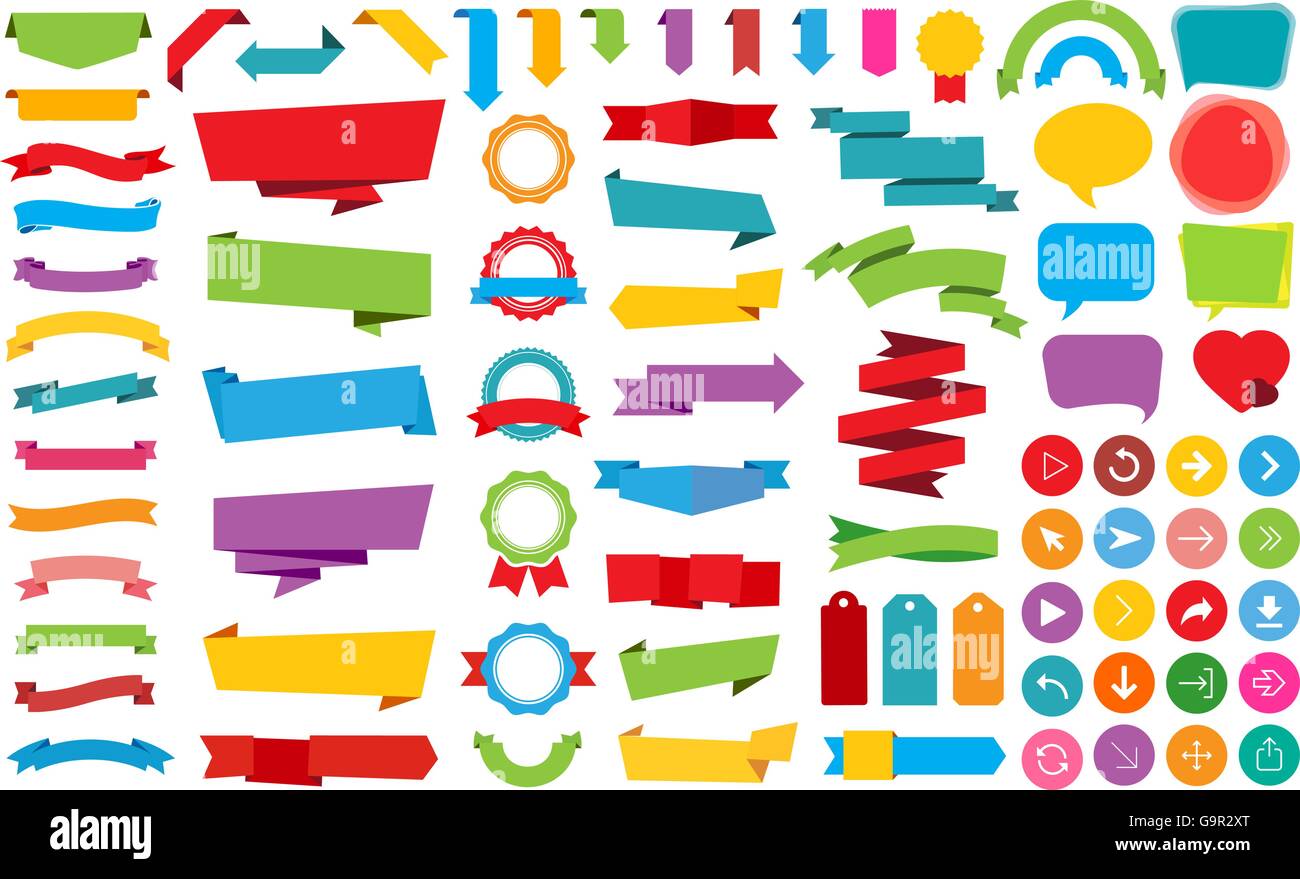 This image is a vector file representing Ribbon Labels Stickers Banners