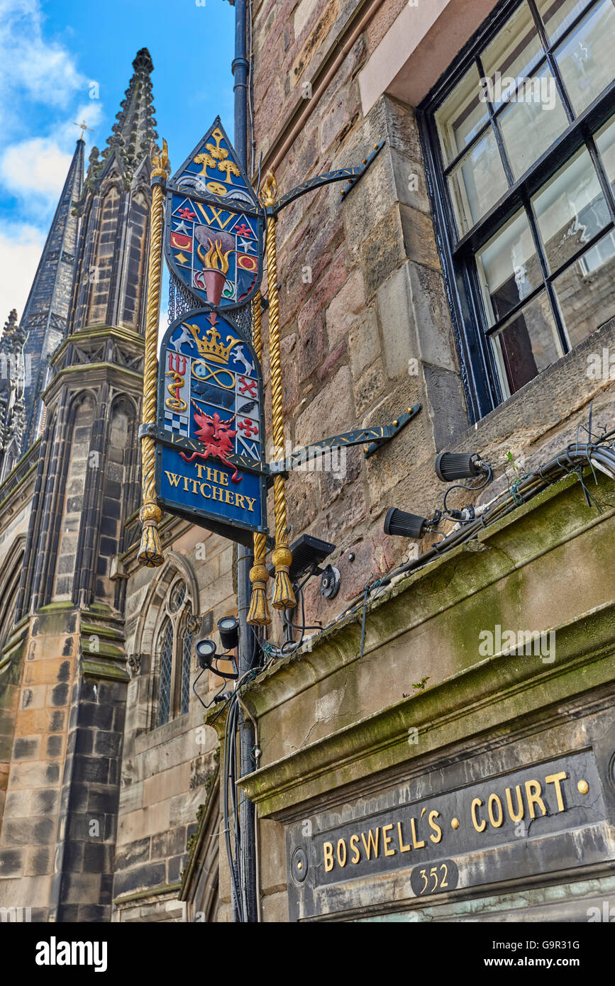 The Witchery by the Castle is a restaurant on the Royal Mile near Edinburgh Castle Stock Photo