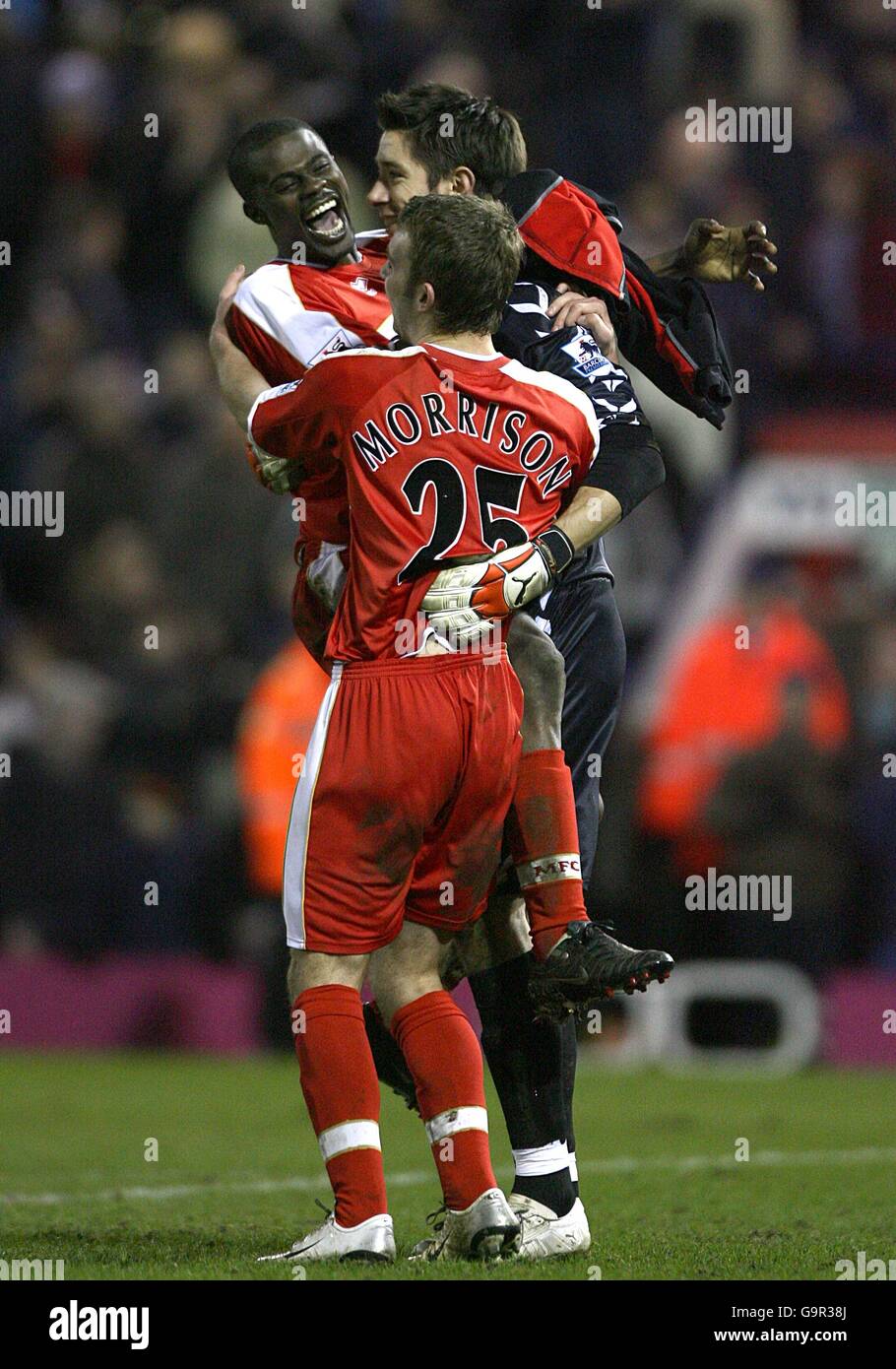 (LR) Middlesbrough's Boateng celebrates victory in the penalty