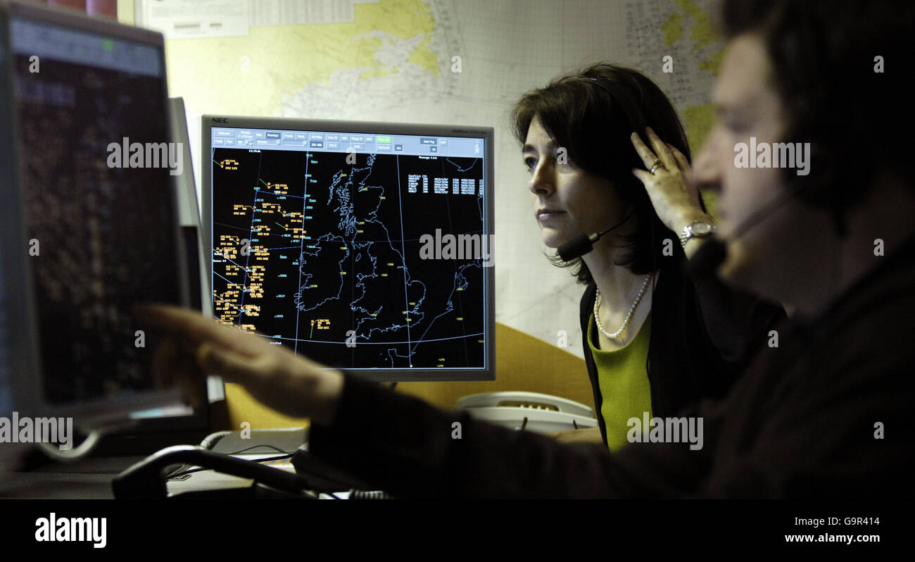 An Air Traffic Control training room at the newly built Scottish Area and Oceanic Control Centre