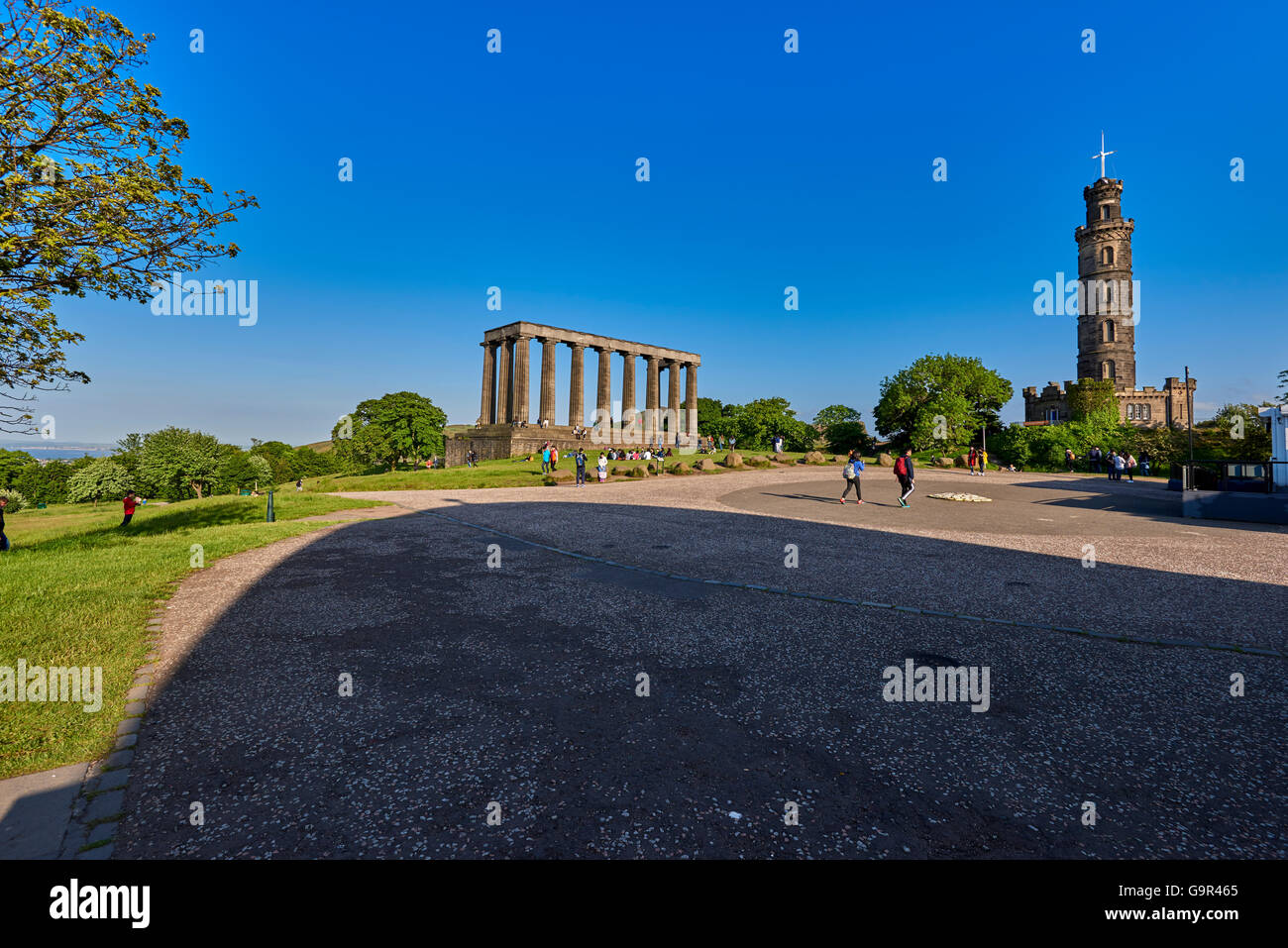 The National Monument of Scotland, on Calton Hill in Edinburgh, is Scotland's national memorial Stock Photo