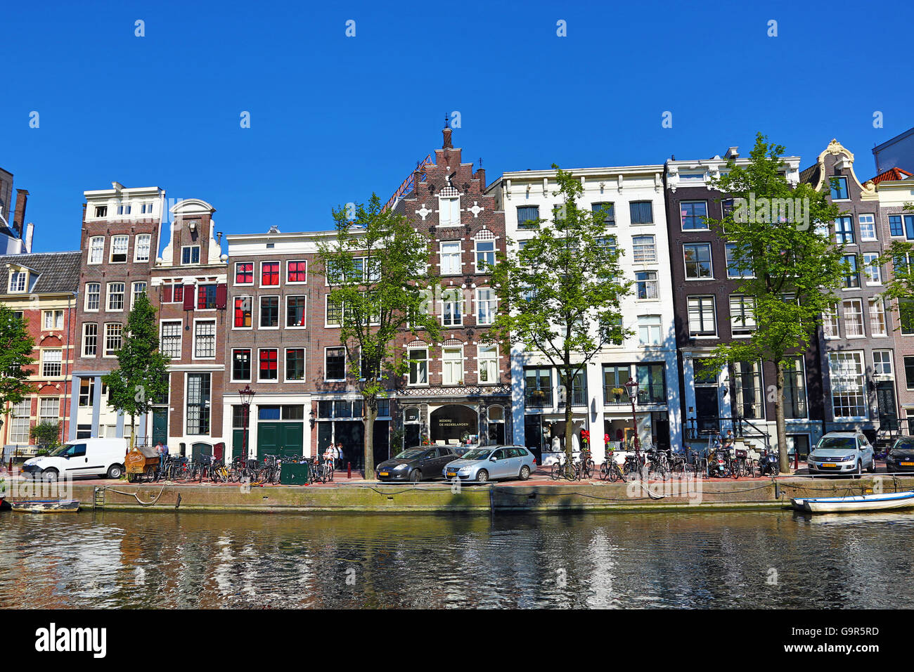 Traditional Dutch houses on the Singel Canal in Amsterdam, Holland Stock Photo