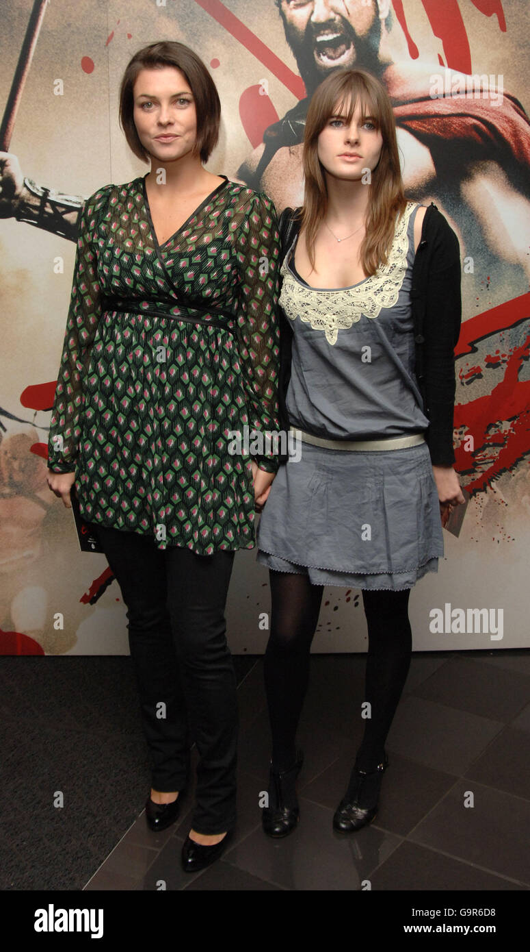 Holly Davidson and sister Jade arriving for the UK Premiere of 300, at the Vue West End in central London. Stock Photo